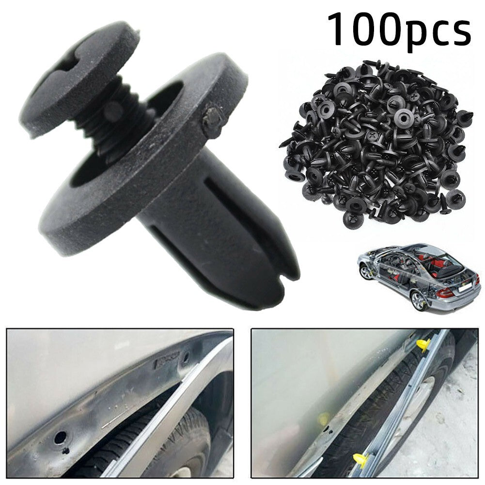 100pcs Car Truck Bumper Fender Rivet Fastener Clips 6mm Hole Black v