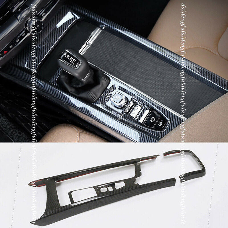 for Volvo S60 2019-23 Carbon fiber ABS central console Gear shift Cover trim 2x