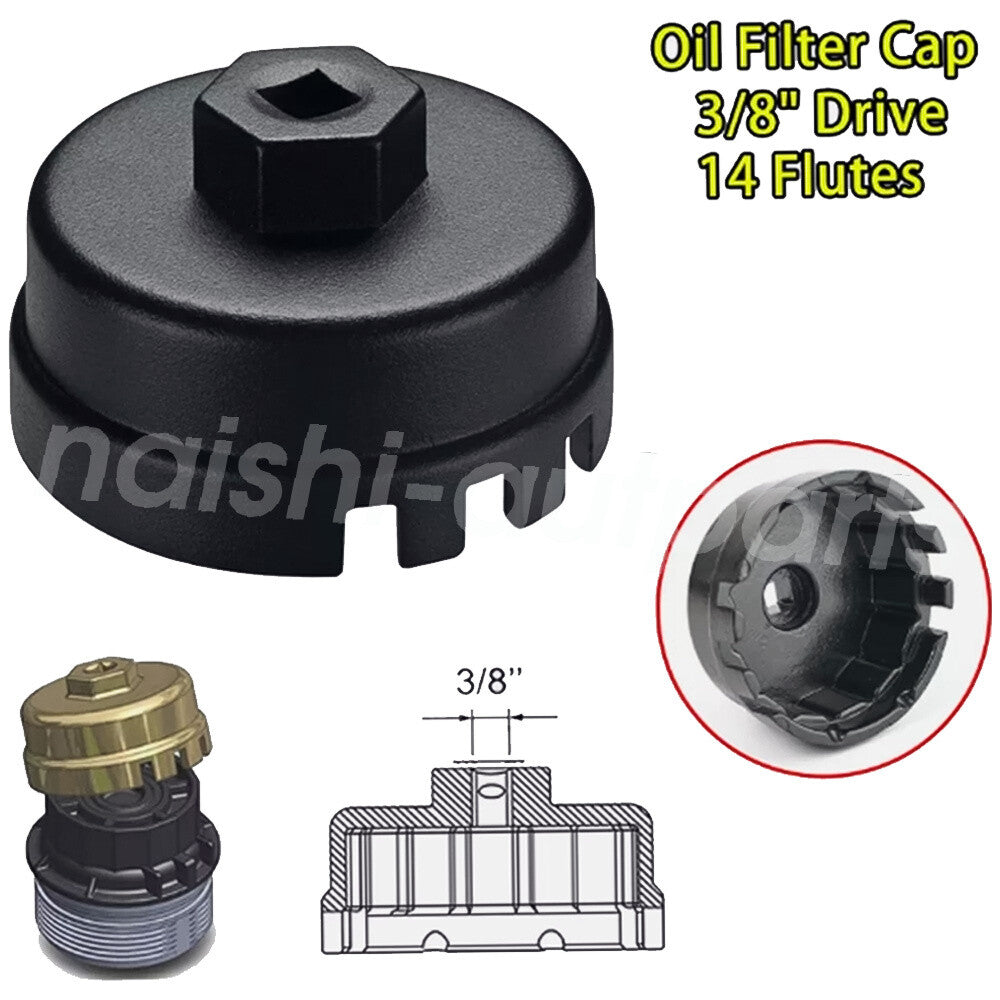 Oil Filter Cap Wrench Cup Socket Remover Tool Fit for Toyota for Lexus 64MM 14 Flutes