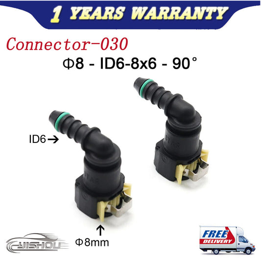 Set of 2 Fuel Line Hose Pipe Quick Release Female Connector 8mm 8 ID6 8x6 90¡ã Q