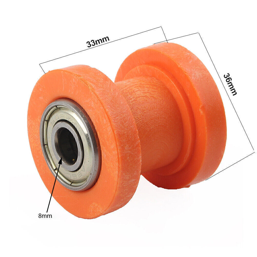 8mm Chain Roller Slider Tensioner Guide Pulley Dirt Pit For Bike Yellow
