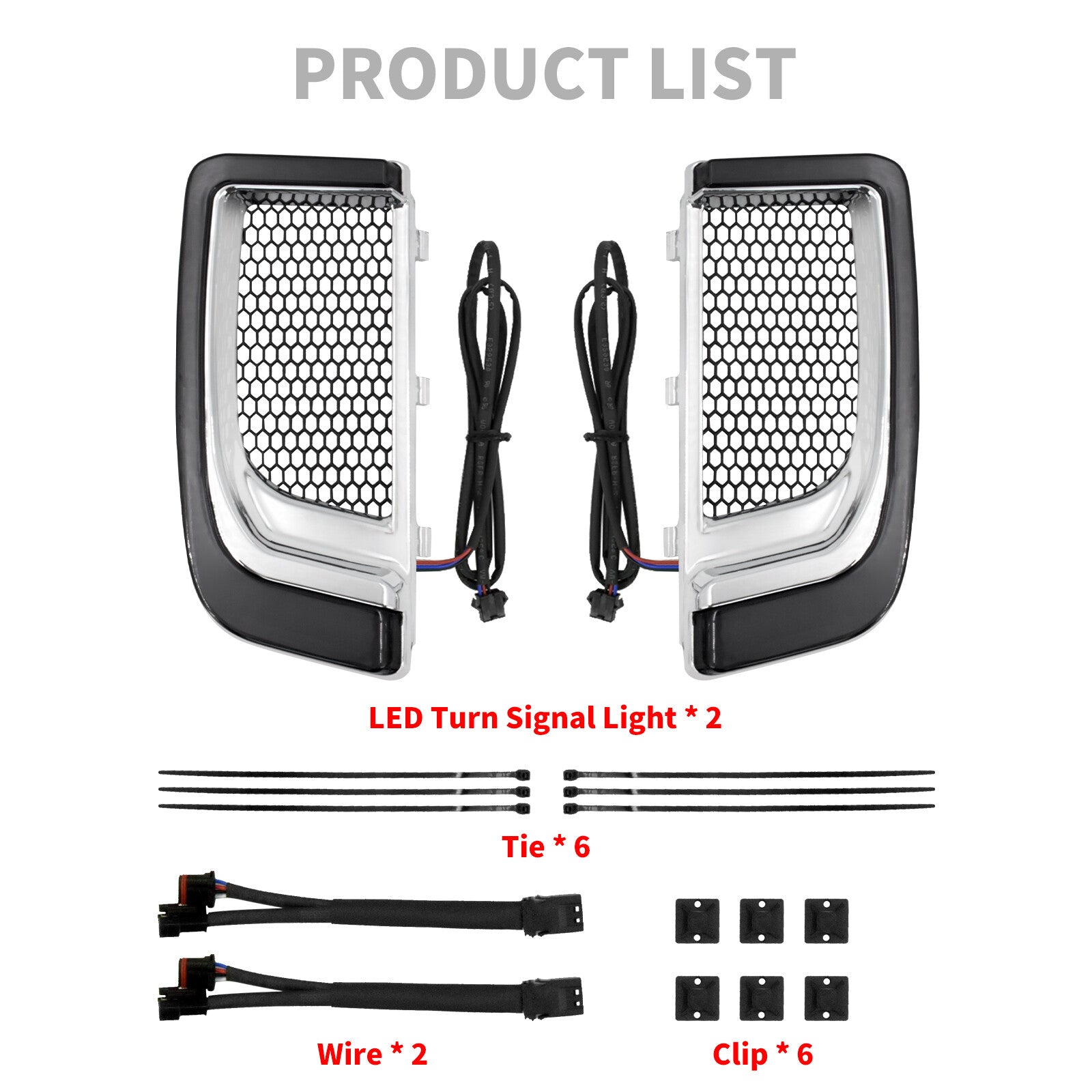 Fairing Lower Grills LED Turn Signal Running Lights Fit for Harley Touring 14-22