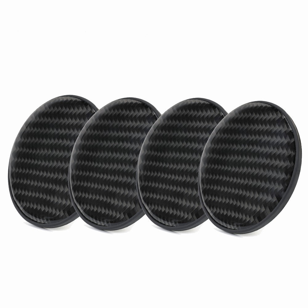 4X Black Carbon Fiber Cup Holder Pad Water Cup Slot Non-Slip Mat Car Accessories