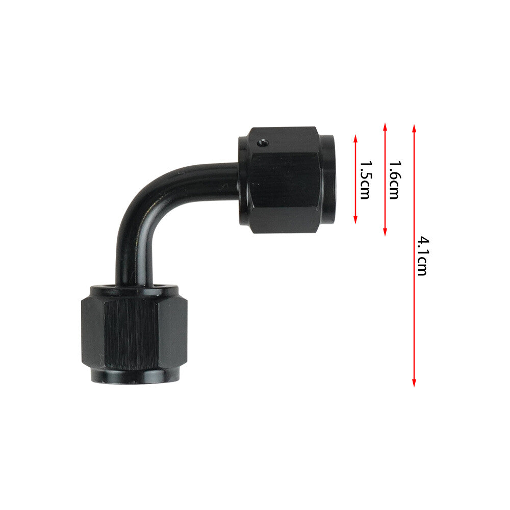 4AN to 4AN Female 90 Degree Swivel Coupler Union Fitting Adapter Aluminum Black