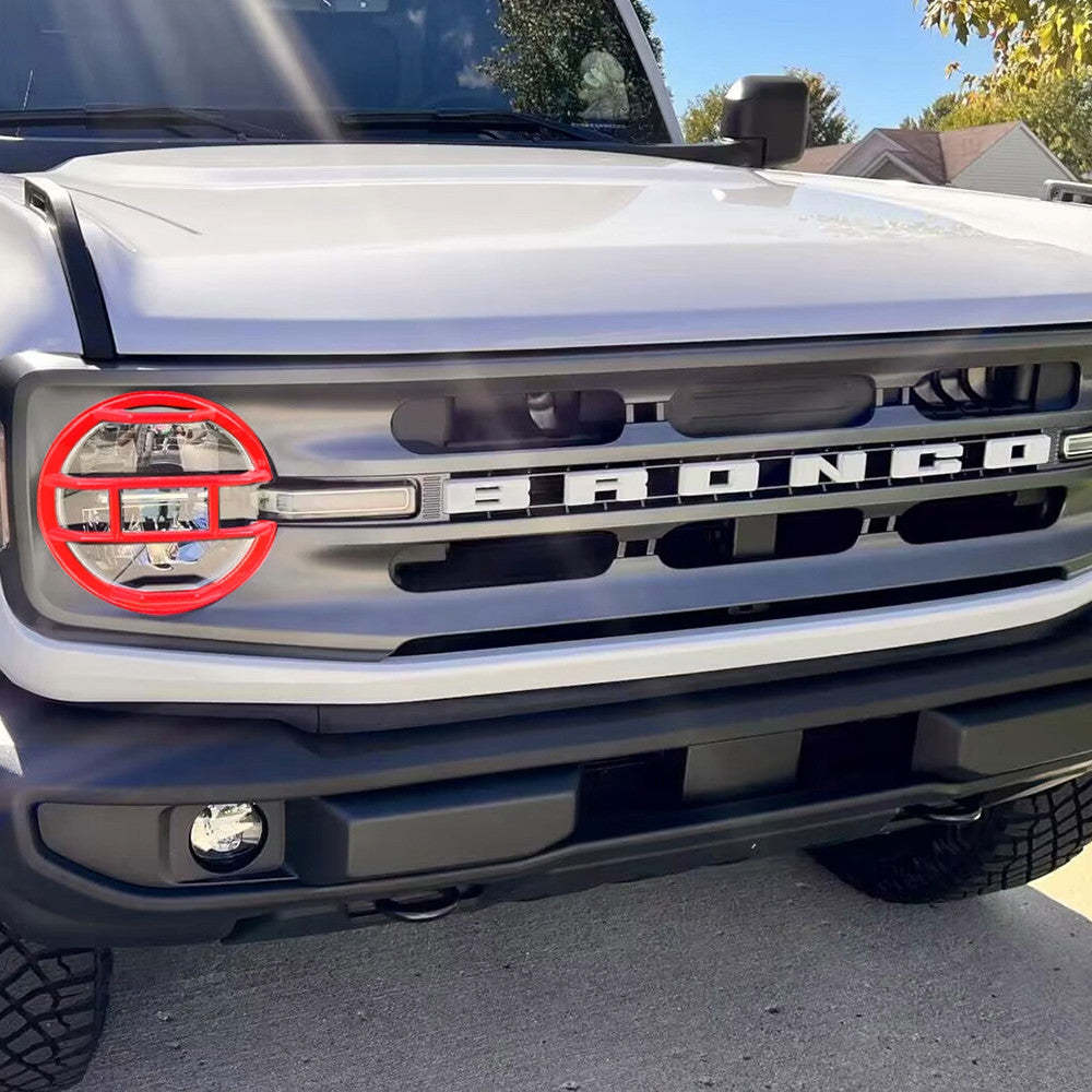 Red Front Headlight Cover Trim Lamp Hoods Guards for Ford Bronco 2021 2022 2023