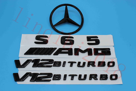 Gloss Black Trunk Logo Sticker Decal Emblem Badge Package for W221 S Class S65