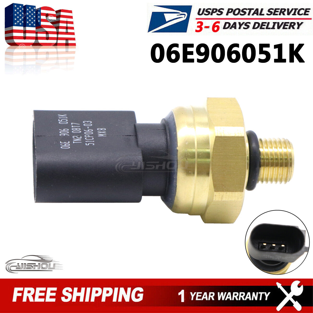 for Audi A3 for A4 for A5 Q5 Q7 for VW Fuel Pressure Sensor 06E906051E 06E906051J 06E906051K