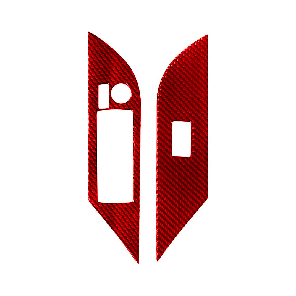 2-Piece Red Carbon Fiber Interior Front Door Control Cover Trim for Toyota Hilux