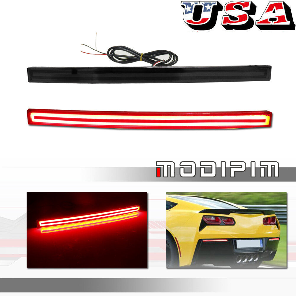for for Corvette C7 2014 - 2019 Smoked Bumper Reflector Red LED Tail Lights - v