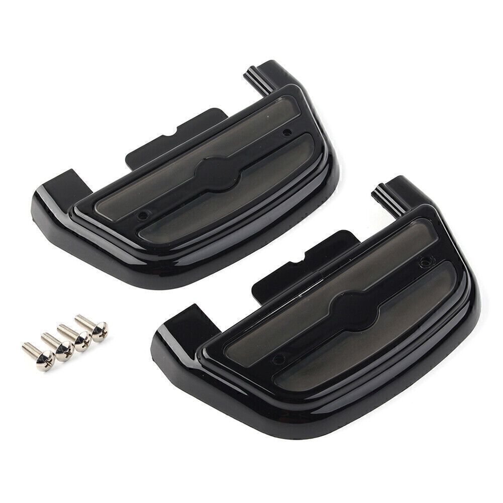Black LED Light Passenger Footboard Cover for Harley Touring Road King