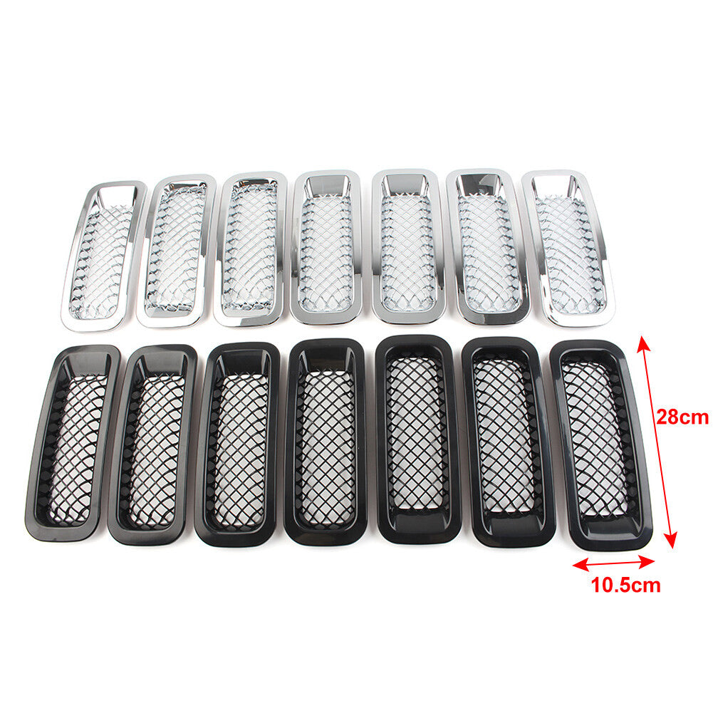 7 Pcs Front Mesh Grille Grill Cover FIT for Jeep Patriot 2011-2017