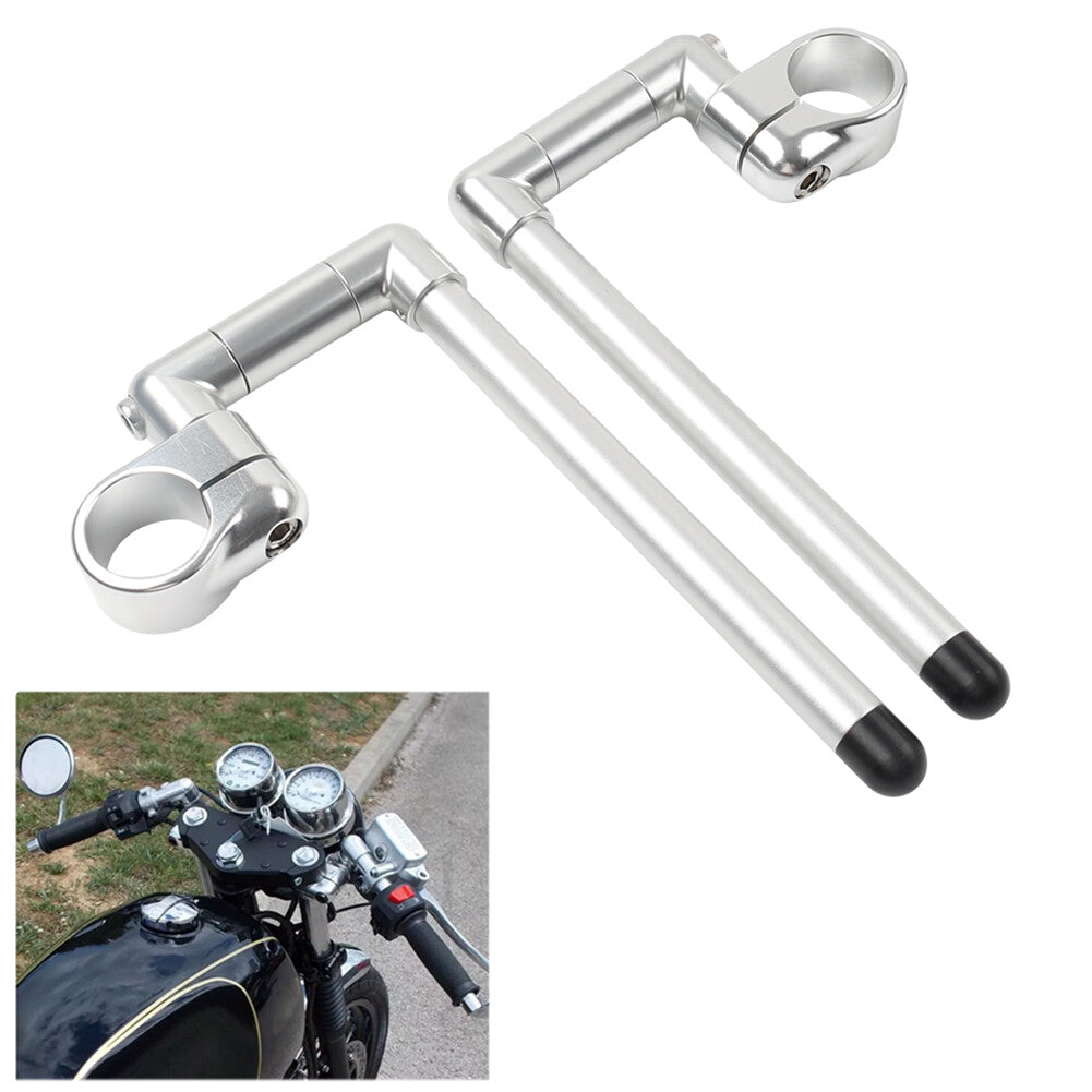 45MM Cafe Racer Bars 7/8 Universal Clip-On Handlebar Fork Tube Silver