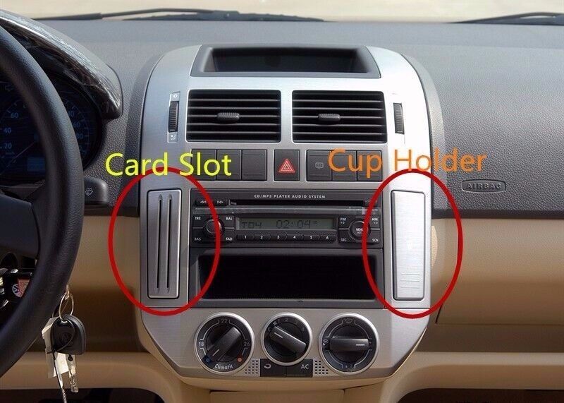 Black Console Cup Holder & Card Slot for VW Polo 9N Q