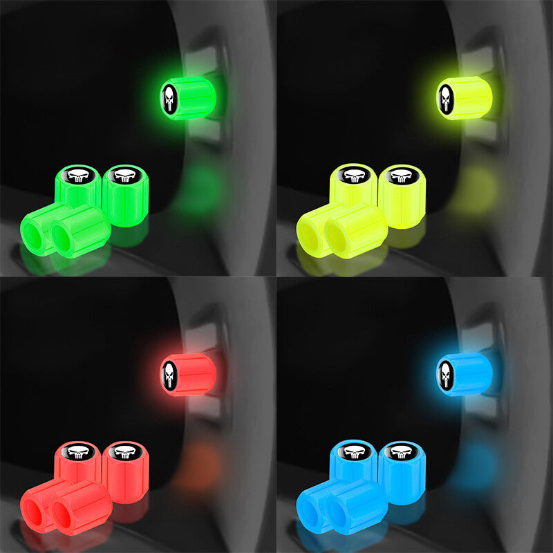12PCS Universal Fluorescent Car Tire Valve Cap Luminous Bike Tire Valve Stem Cap Q