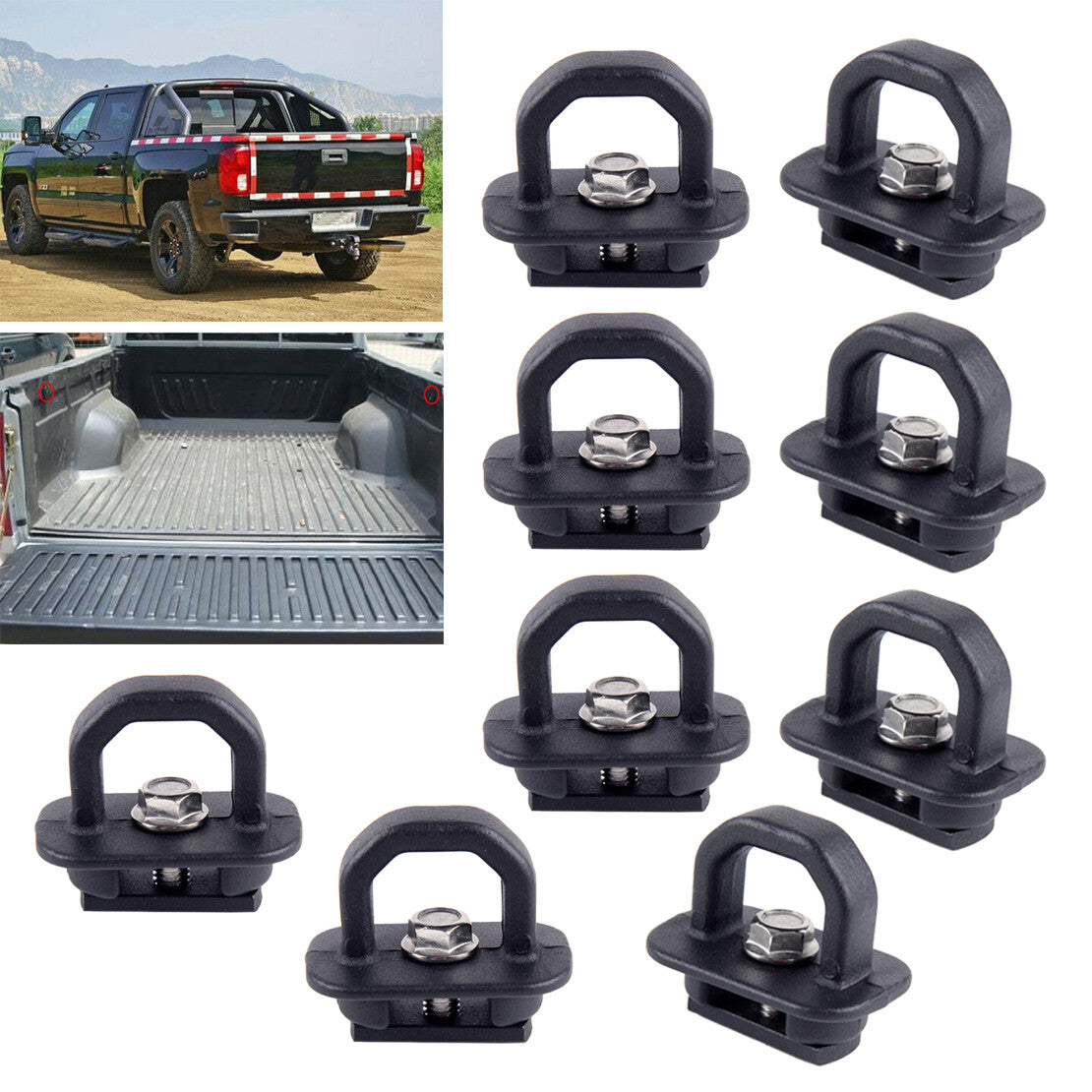 PCS Tie Down Anchor Truck Bed Side Wall Anchors w/ Wrench Fit for GMC for Chevy v