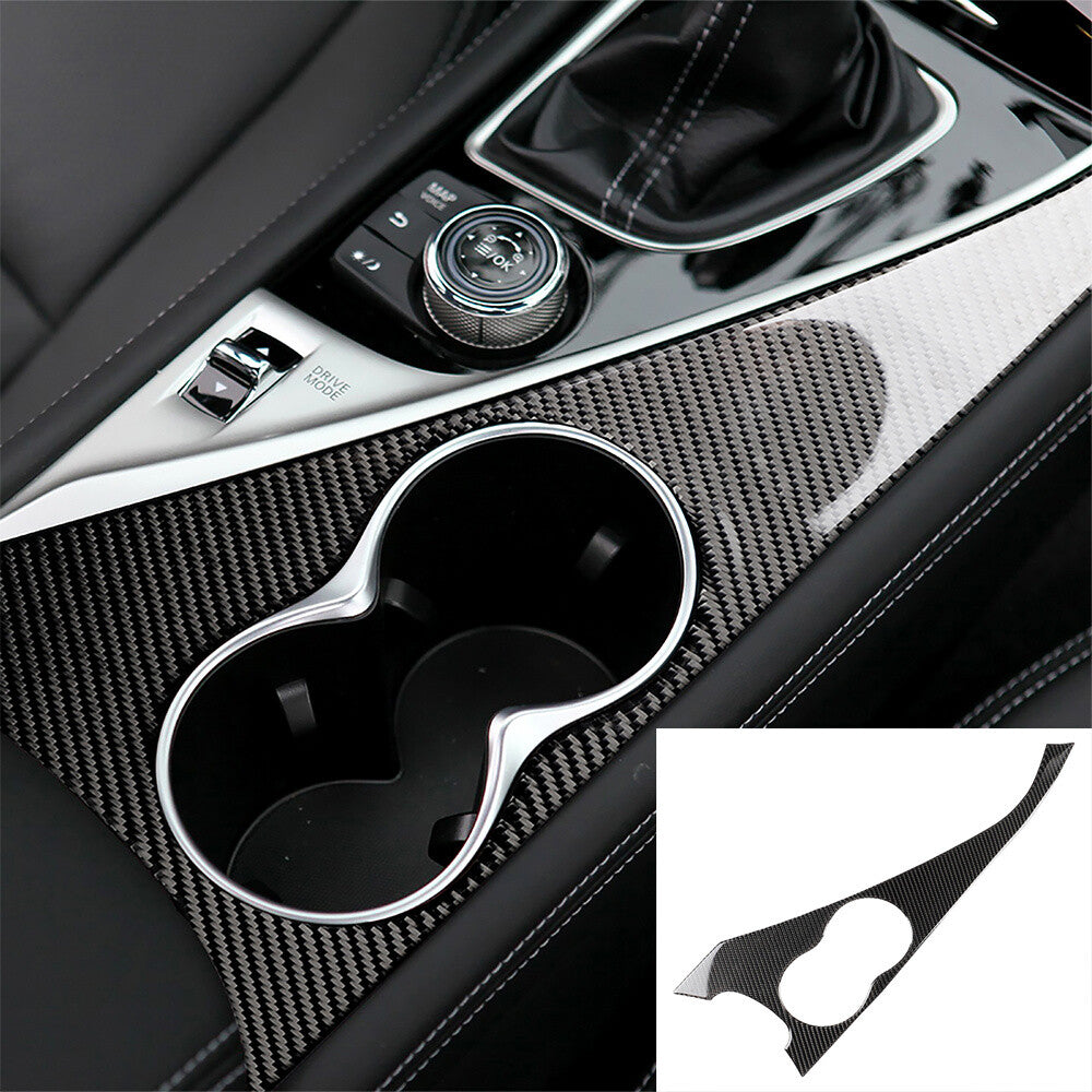 Carbon Fiber Water Cup Holder Panel Trim Cover Fit for Infiniti Q50 Q60 2014-22