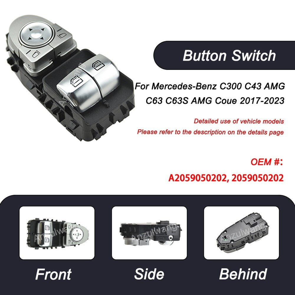 Car Window Lift Switch (Front Left) for Mercedes-Benz C300 C43 AMG C63 C63S