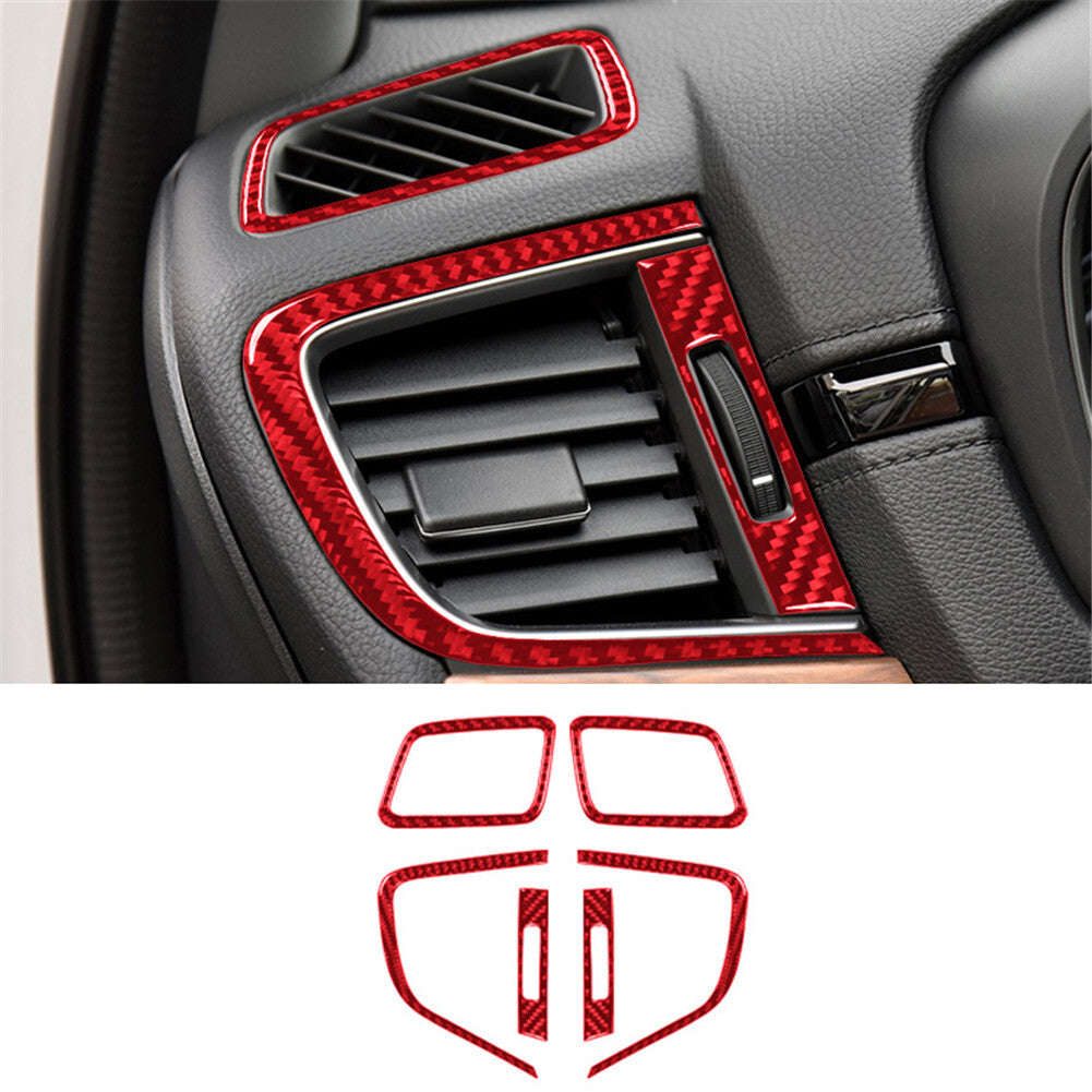 Red Carbon Fiber Center Console Air Vent Panel Trim for Jeep Liberty 2008-2012 v