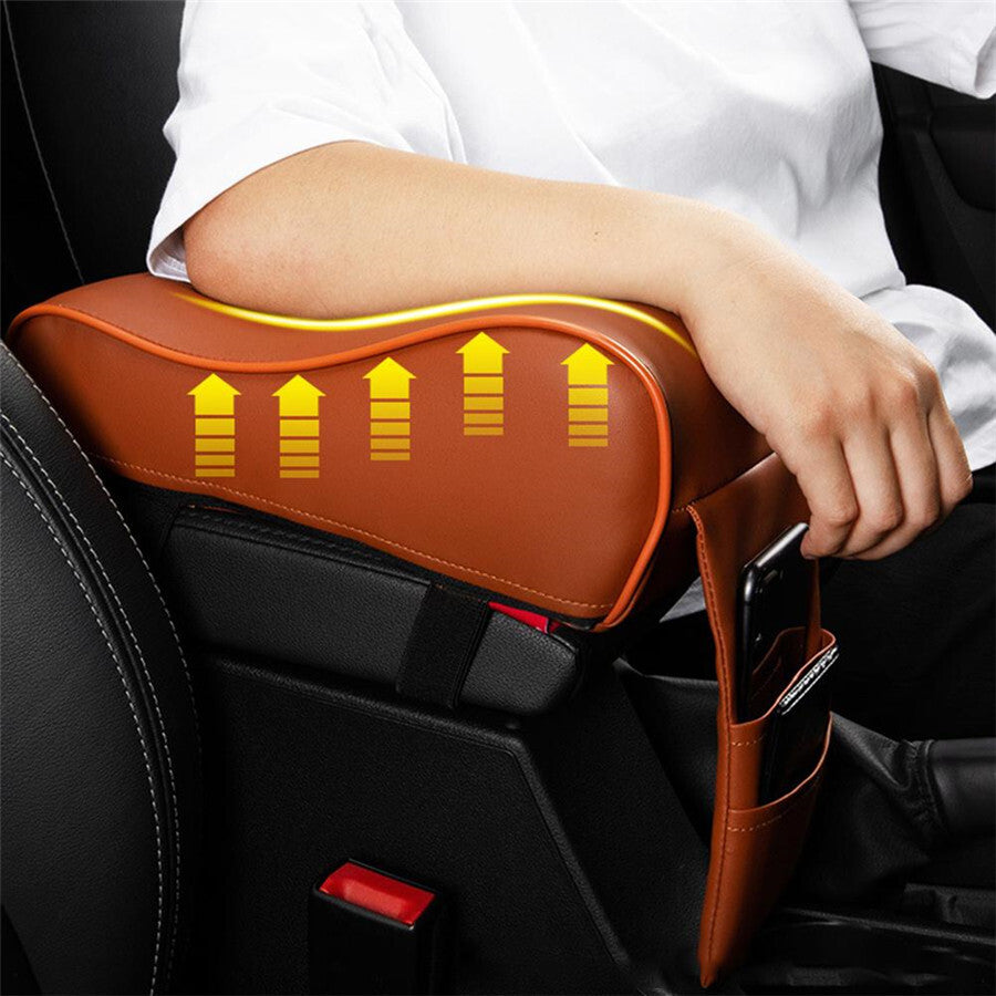 Universal Black Car Armrest Cushion Center Console Box Pad PU Leather Protector Q