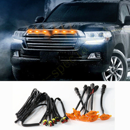 for Land Cruiser 2016-2021 Front Grille yellow LED Light Style DRL Lamp