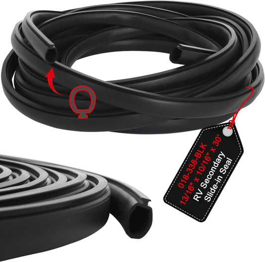 018-338-BLK 30 Ft RV Slide Out Seal Secondary Seal Gasket Camper Travel Trailer Q