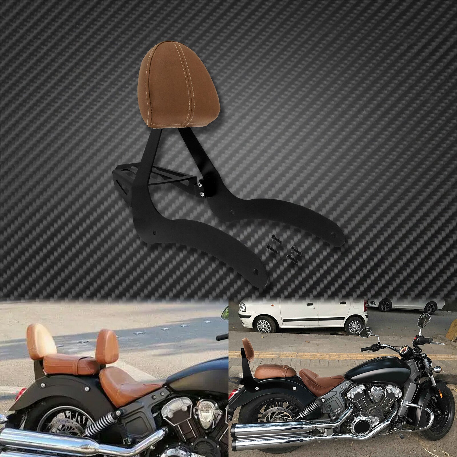 Brown Passenger Backrest Sissy Bar Rack Mounting Fit For Indian Scout 2015-2020