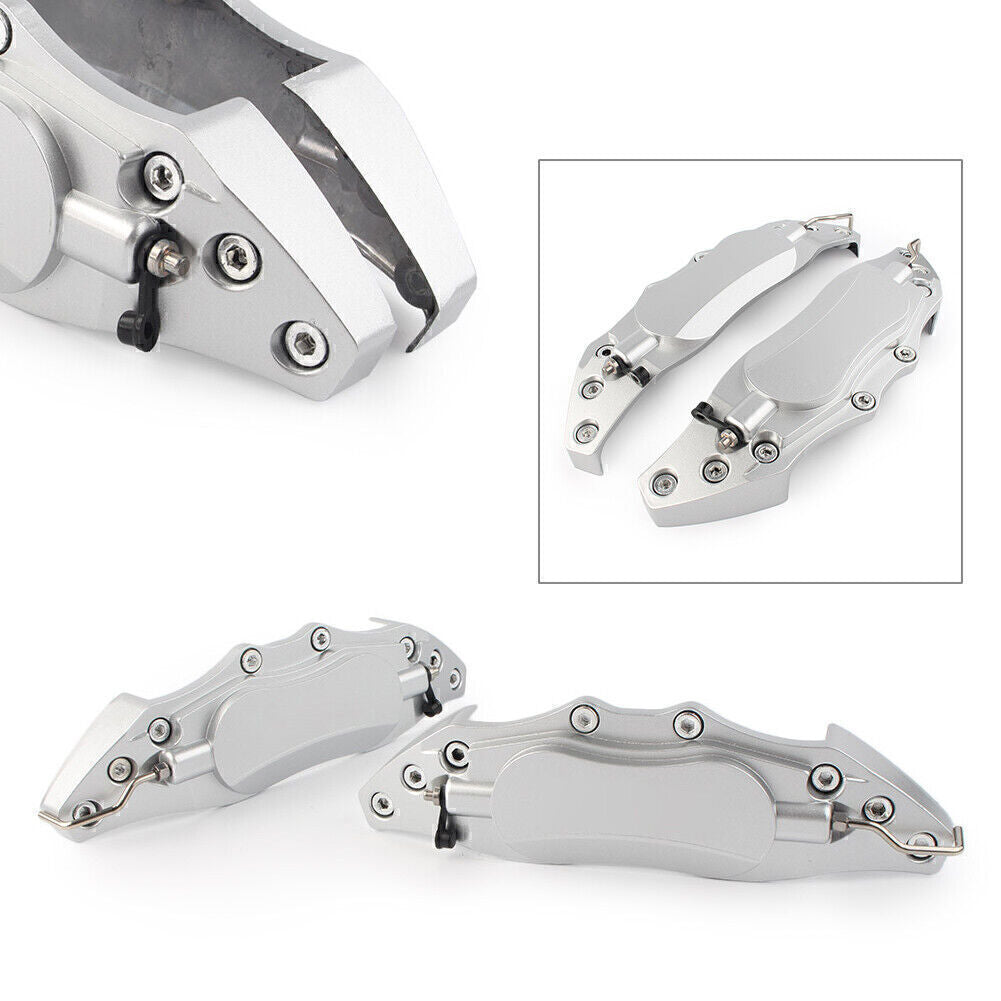 2x Car 3D Metal Brake Caliper Covers Universal Front & Rear Large Silver Q