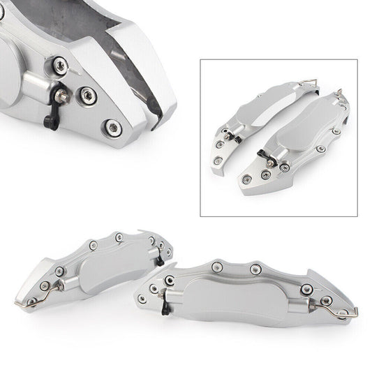 2x Car 3D Metal Brake Caliper Covers Universal Front & Rear Large Silver Q