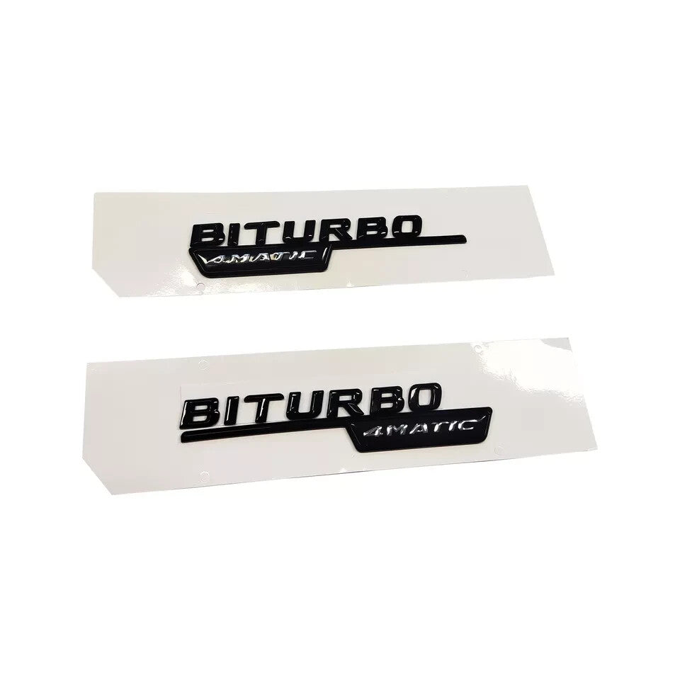 2PCS For AMG C E GLC BITURBO 4MATIC Emblem AMG Fender Black Badge