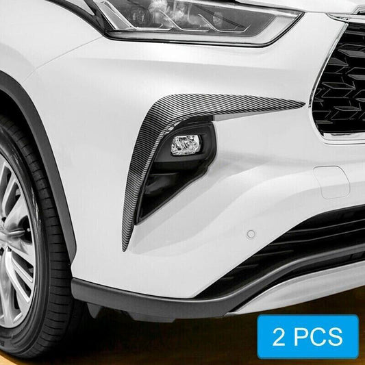 for Toyota Highlander 20-24 Carbon Fiber Front Fog Light Eyebrow Cover Trim 2PCS