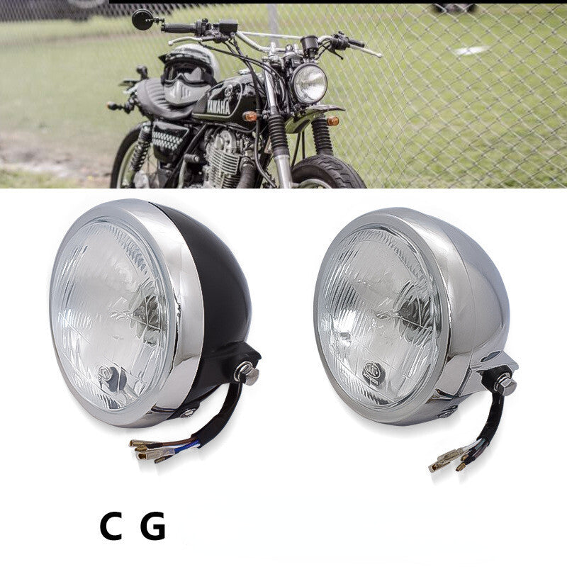 Silver headlights for Honda CG125 CB125S PSB motorcycles - New metallic round headlights. Q