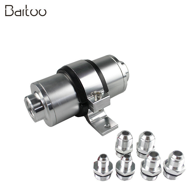 Flow Fuel Filter 30 Micron Element with AN6 AN8 AN10 Fittings+Bracket Silver Q