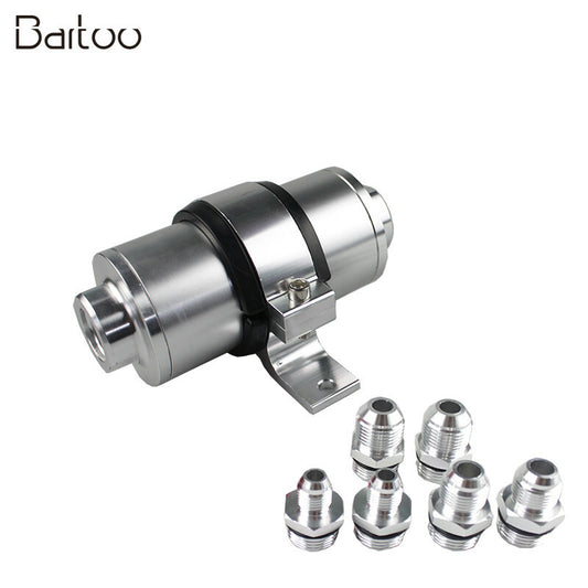 Flow Fuel Filter 30 Micron Element with AN6 AN8 AN10 Fittings+Bracket Silver Q