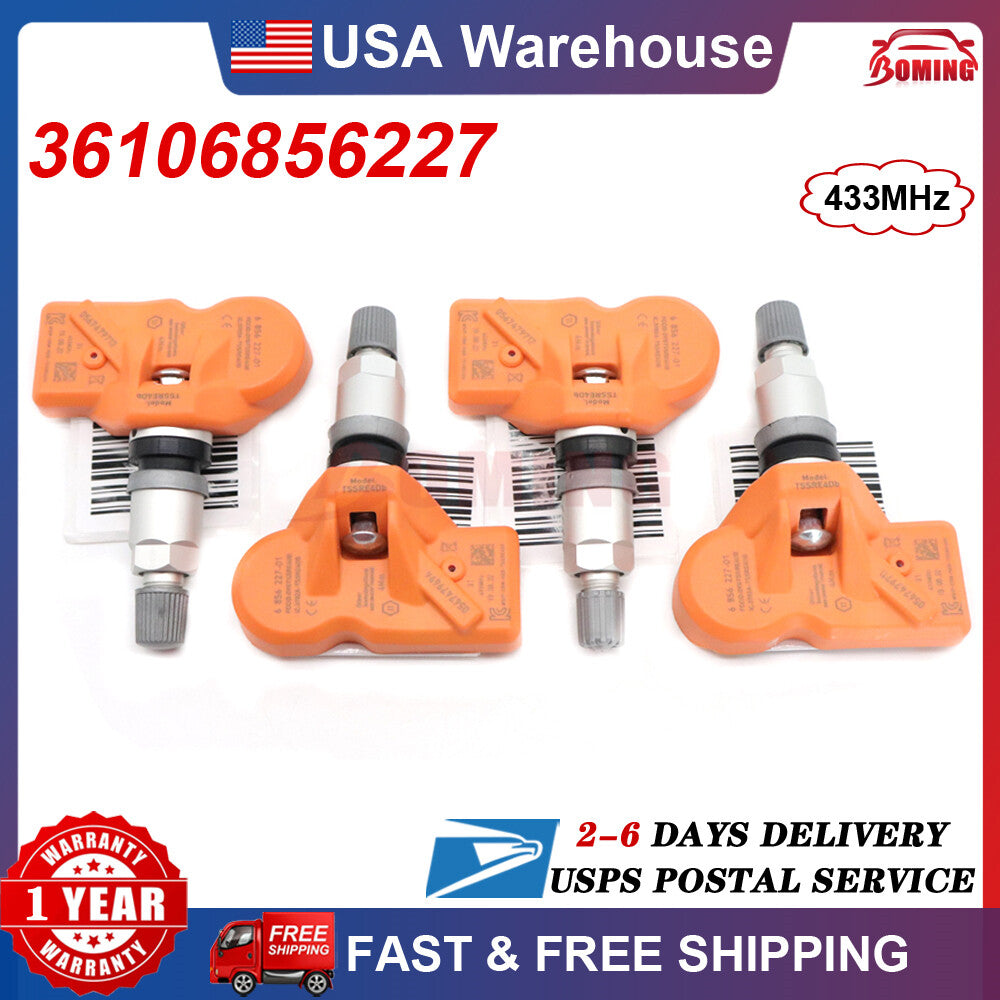 Four new TPMS tire pressure sensors for BMW X3, X5, Z4, for Mini Cooper , 433MHz, model number 36106856227.