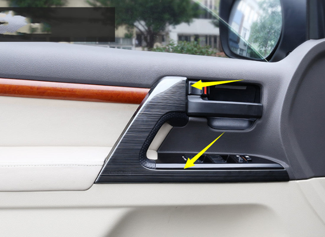 Black Inner Door Armrest Decor Cover Trim for Toyota for Land Cruiser LC200 2008-21