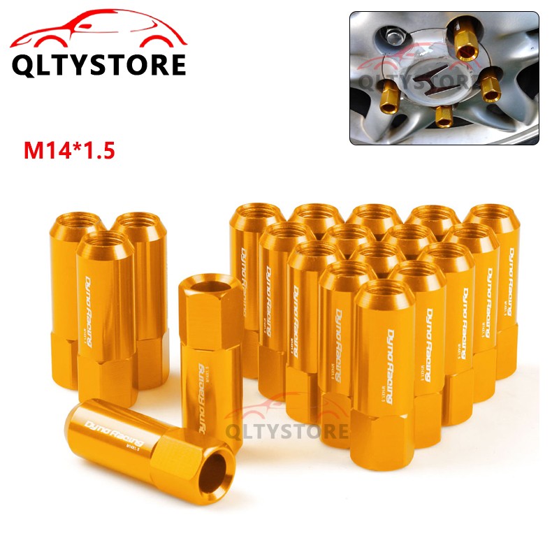20pcs M14X1.5 60MM Extended Tuner Racing Wheel Lug Nut Gold Forged Aluminum Gold Q