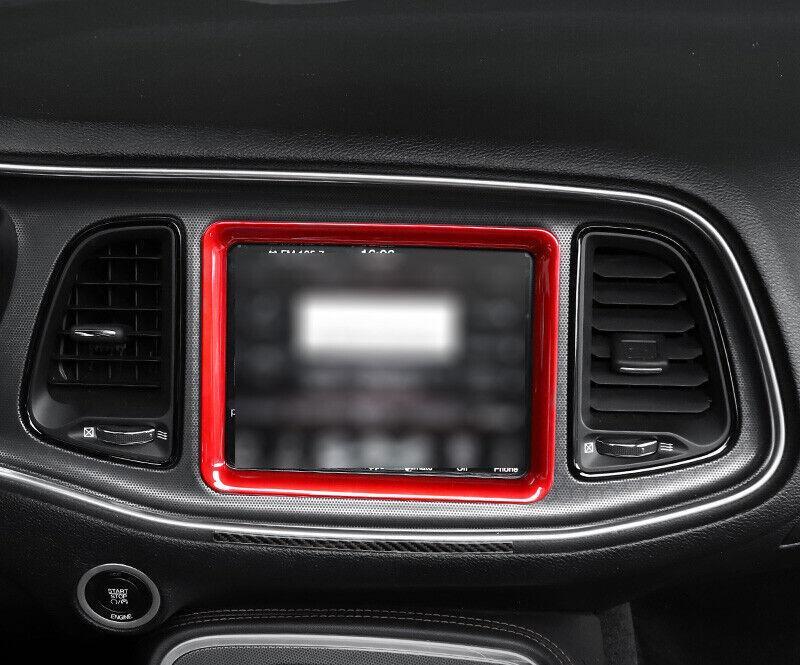 Fit for Dodge for Challenger 2015-2020 ABS Red Central Console Navigation Frame Trim