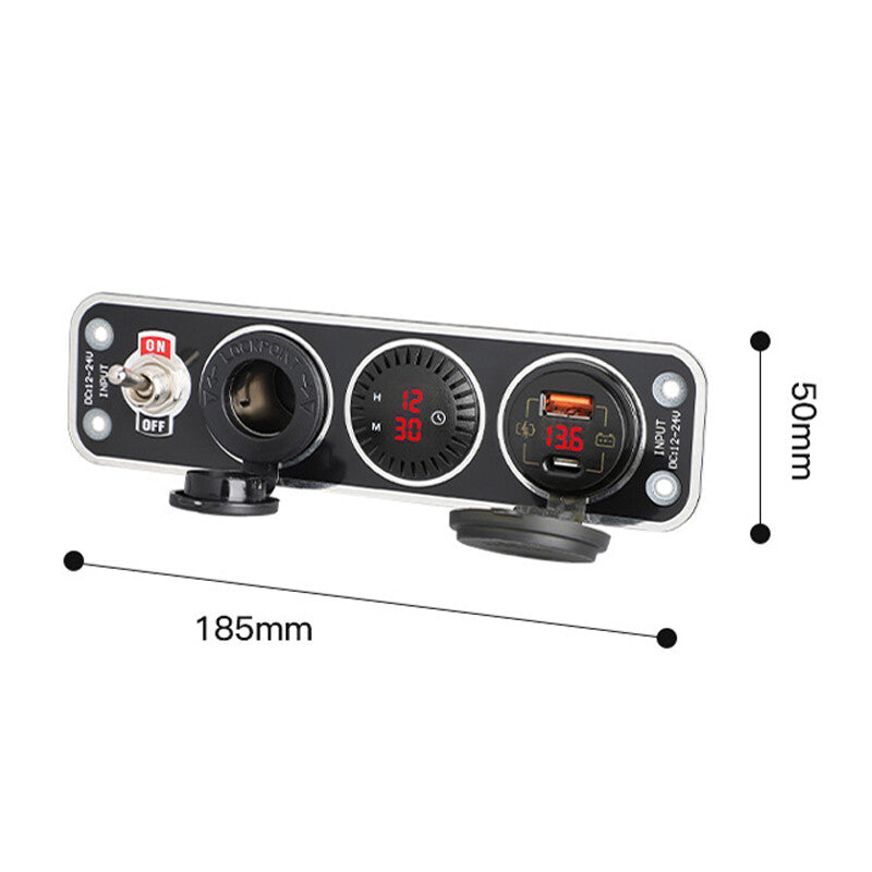 12V Dual USB Socket Charger Voltage Meter Switch Panel Suitable for Cars, Boats, RVs, and Trucks n