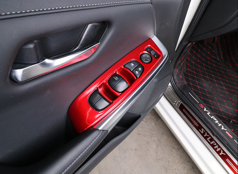 For 2020-22 for Nissan Sentra ABS Red Window Lift Panel Switch Button Cover Trim 4p