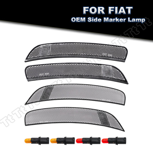 Pack Front and Rear Side Marker Lights OE Lights with Bulbs for 2012-2017 for Fiat 500 for Abarth - v