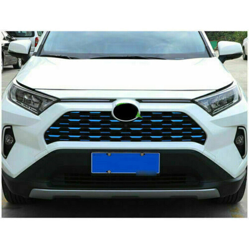Blue Car Front Bumper Mesh Grille Grill Decor Stickers for Toyota RAV4 2019-2024