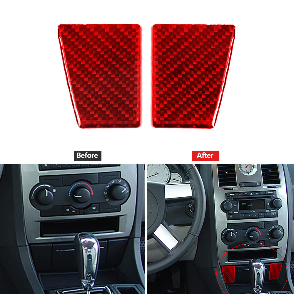 Red Carbon Fiber Below Radio W/O Heated for Seat Cover Trim for Chrysler 300 2005-07