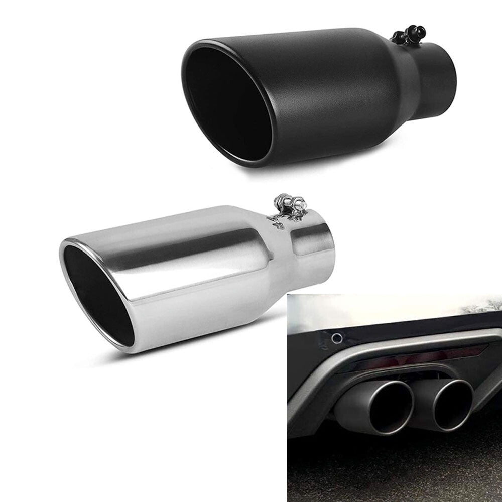 Stainless steel tail throat Car exhaust pipe curling edge Silencer Silver/Black Q