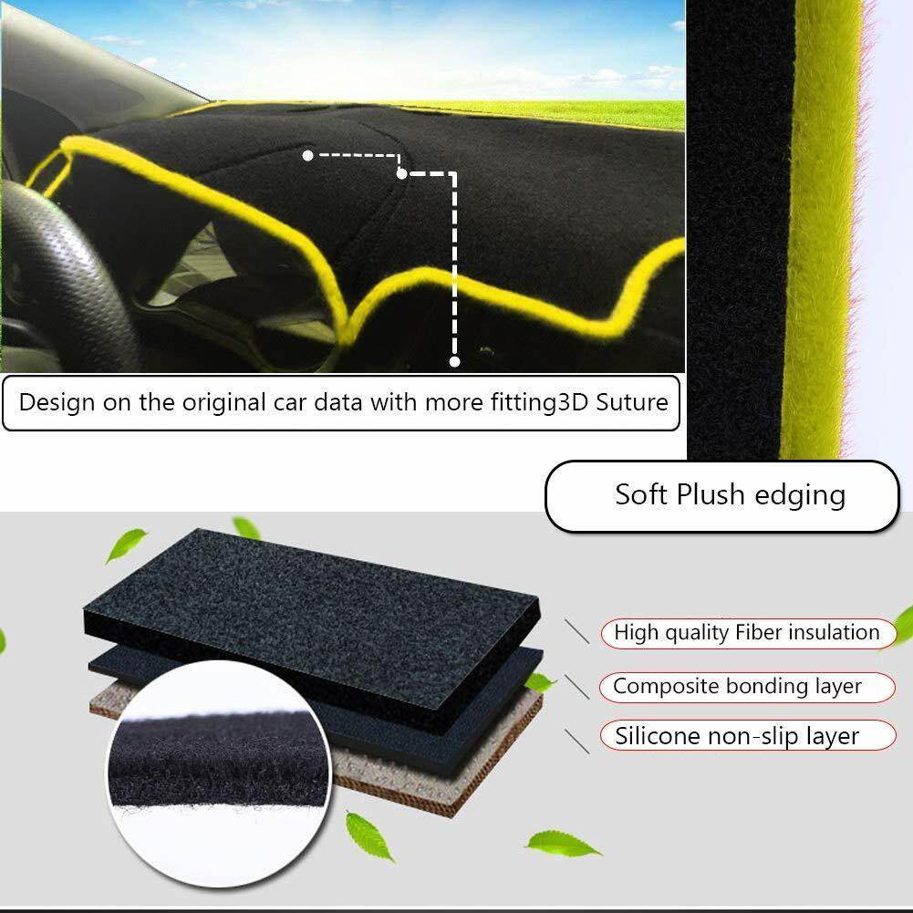 Dashboard mat sun protection cover for 2016-17 for Chevrolet Camaro with yellow trim.