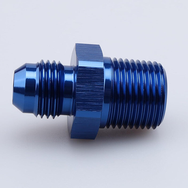 2Pcs 6AN AN6 Male Flare to 1/4 NPT Pipe Thread Fitting Adapter Aluminum Blue