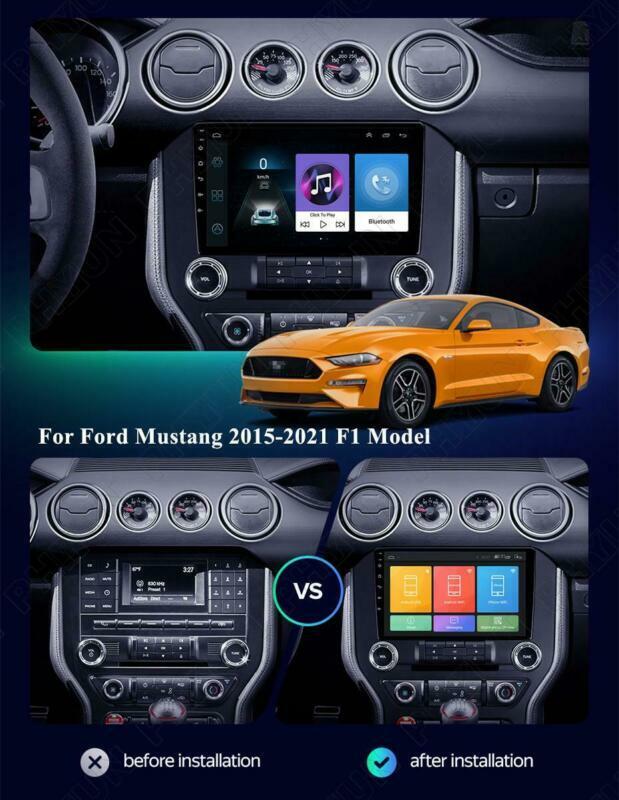 Compatible with for Mustang F1 models 2015-2021: 9-inch Android 10.1 stereo radio with GPS and CarPlay. n