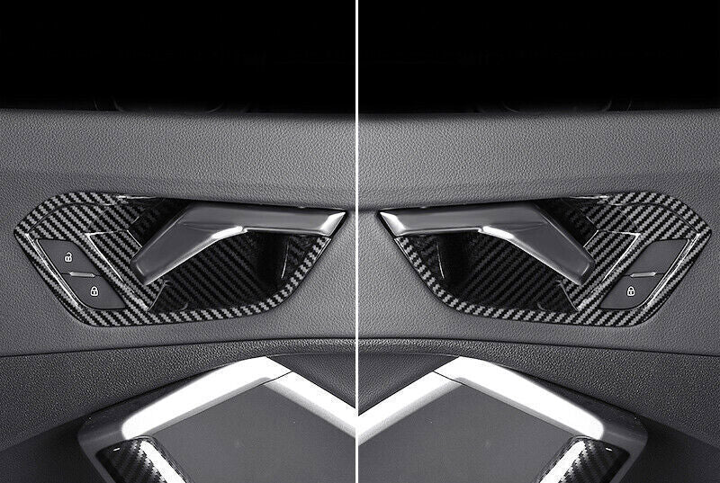 for Audi Q3 2019-21 Carbon Fiber Look Interior Door Handle Bowl Cover Trim 4PCS