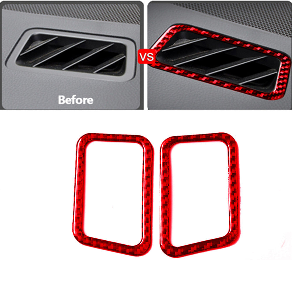 Red Carbon Fiber Dashboard Air Outlets Vent Cover for Subaru Forester 2013-2018