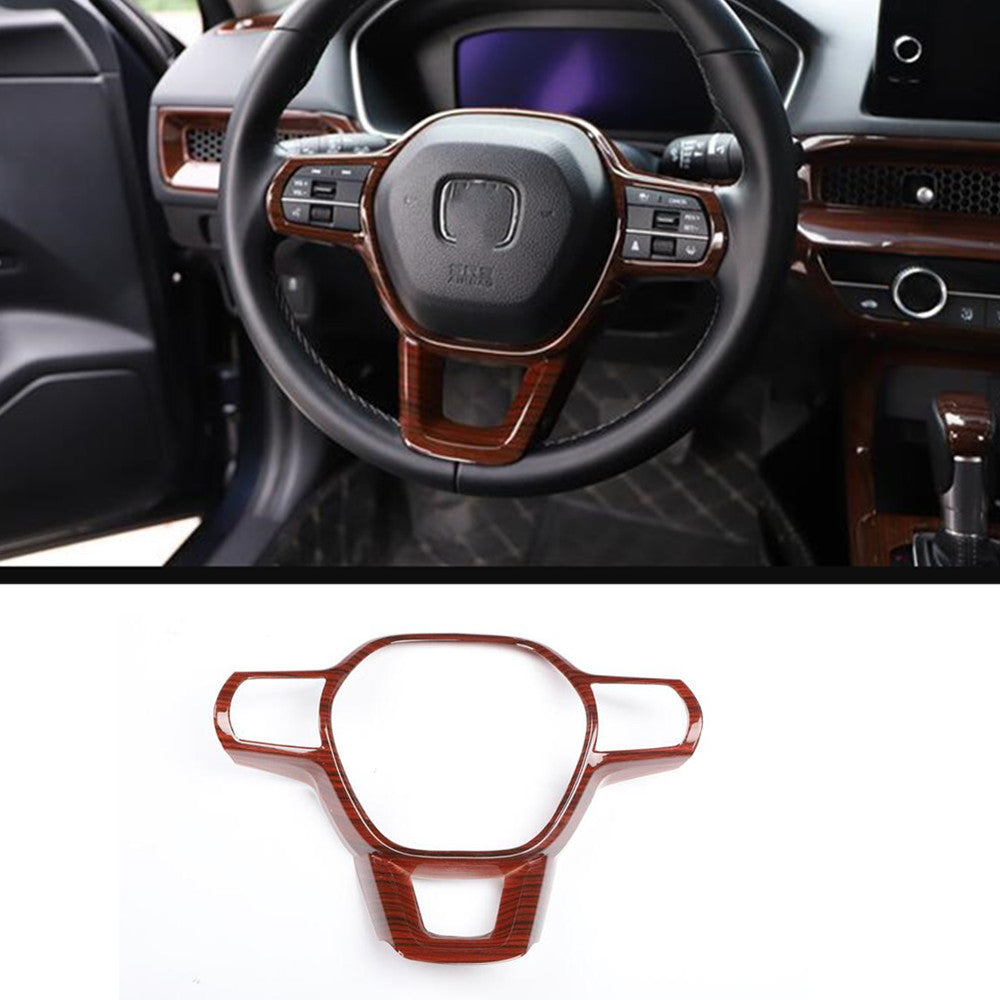ABS Wood Grain Steering Wheel Panel Frame Cover Trim for Honda for CIVIC 2022-2024 B n