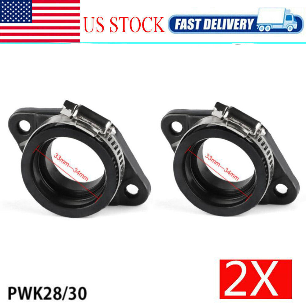 2X 60mm Flange Adapter Carb Manifold Intake Boot For PWK 28/30mm Carburetor ATV